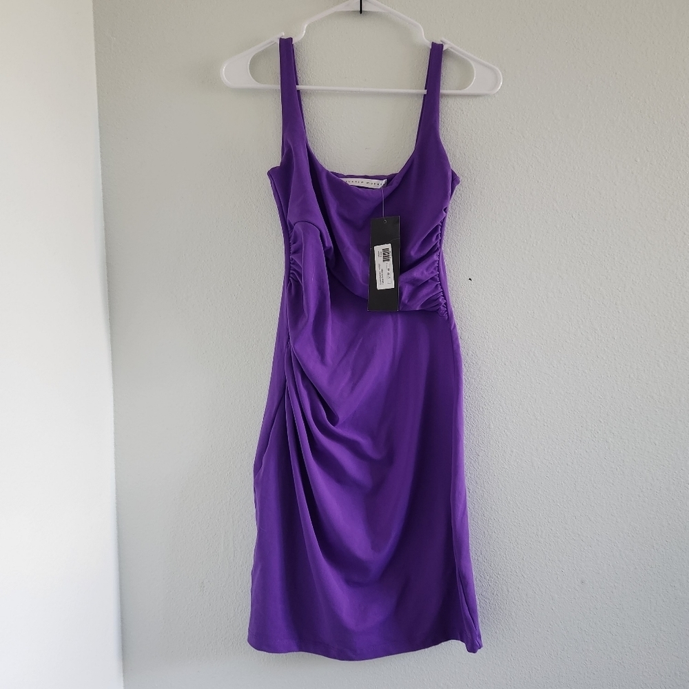 NWT SUSANA MONACO Gathered Purple Tank Dress Size Medium - Picture 7 of 7